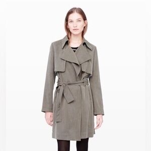 Club Monaco Soft Olive Trench Coat Suede Raincoat Overcoat
